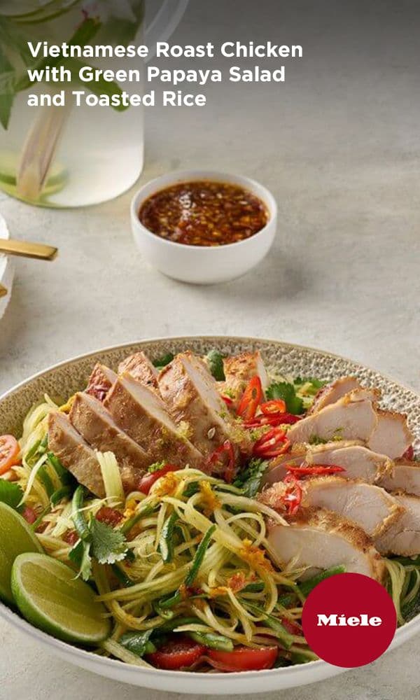 Vietnamese Roast Chicken with Green Papaya Salad and Toasted Rice