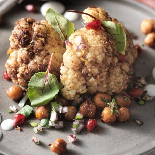Spice Roasted Cauliflower Salad with Crispy Chickpeas