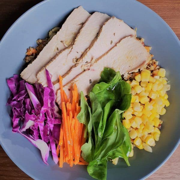 Roasted Turkey, Quinoa, and Cauliflower Rice Bowl
